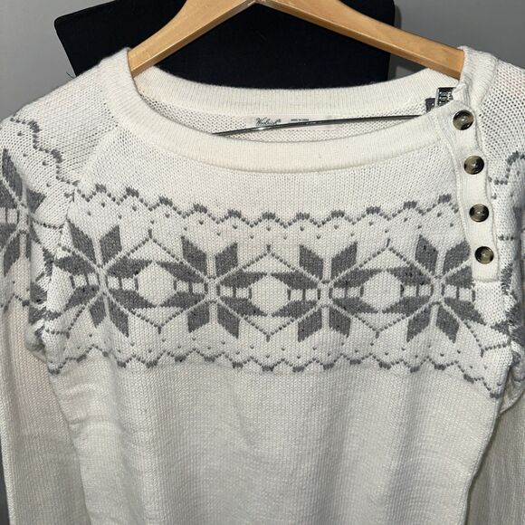 Woolrich Sweater Fair Isle Snowflake Long Sleeve Small  Wool Blend  Buttons - Picture 4 of 13